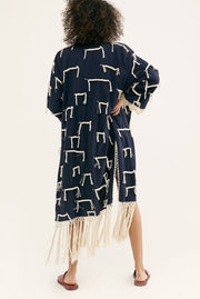 Amelia Crochet Fringe Kimono X FREE PEOPLE - sustainably made MOMO NEW YORK sustainable clothing, crochet slow fashion