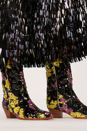 BLACK EMBROIDERED SEQUIN WESTERN BOOTS WEHRL - sustainably made MOMO NEW YORK sustainable clothing, boots slow fashion