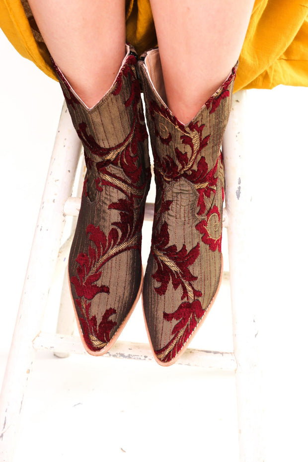 EMBROIDERED ANKLE BOOTS ISLUSA - sustainably made MOMO NEW YORK sustainable clothing, boots slow fashion