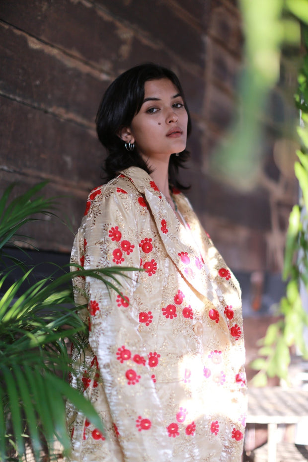 Chinese Flower Silk Embroidered Jacket Pia - sustainably made MOMO NEW YORK sustainable clothing, offer slow fashion
