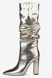 CLYDER HIGH METALLIC TALL BOOTS - sustainably made MOMO NEW YORK sustainable clothing, boots slow fashion