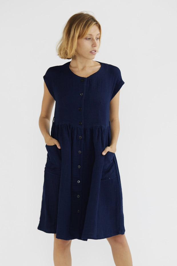 COTTON DRESS HEIDI - sustainably made MOMO NEW YORK sustainable clothing, kaftan slow fashion