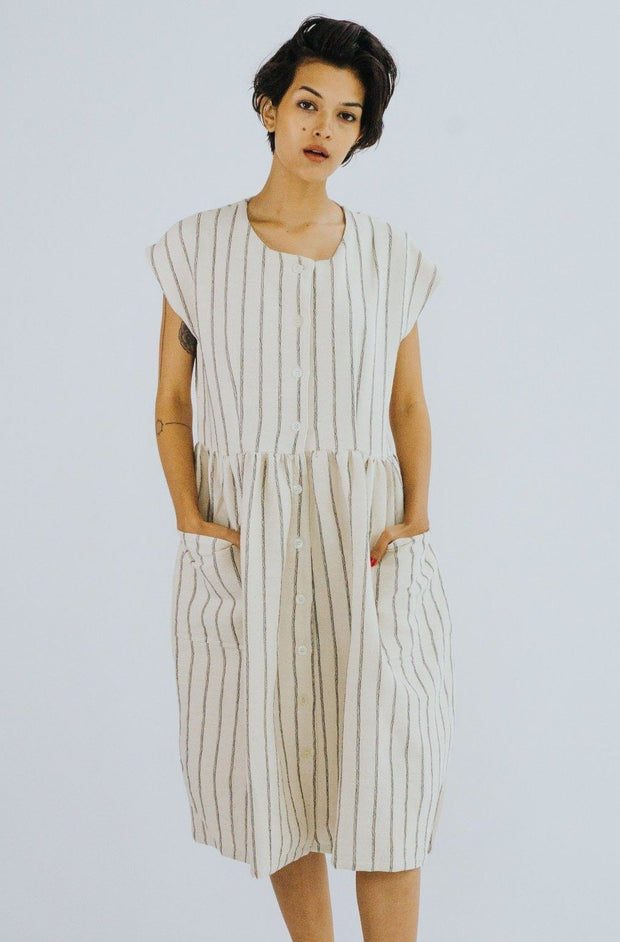 COTTON DRESS HEIDI - sustainably made MOMO NEW YORK sustainable clothing, kaftan slow fashion