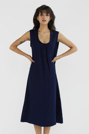 COTTON DRESS KAREN - Indigo Blue - sustainably made MOMO NEW YORK sustainable clothing, kaftan slow fashion
