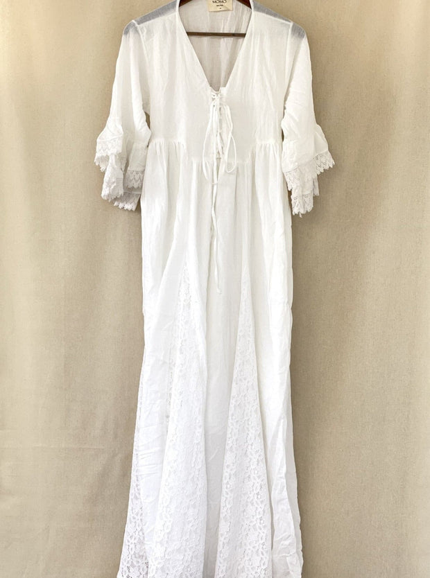 Cotton & Lace Maxi Dress - sustainably made MOMO NEW YORK sustainable clothing, saleojai slow fashion