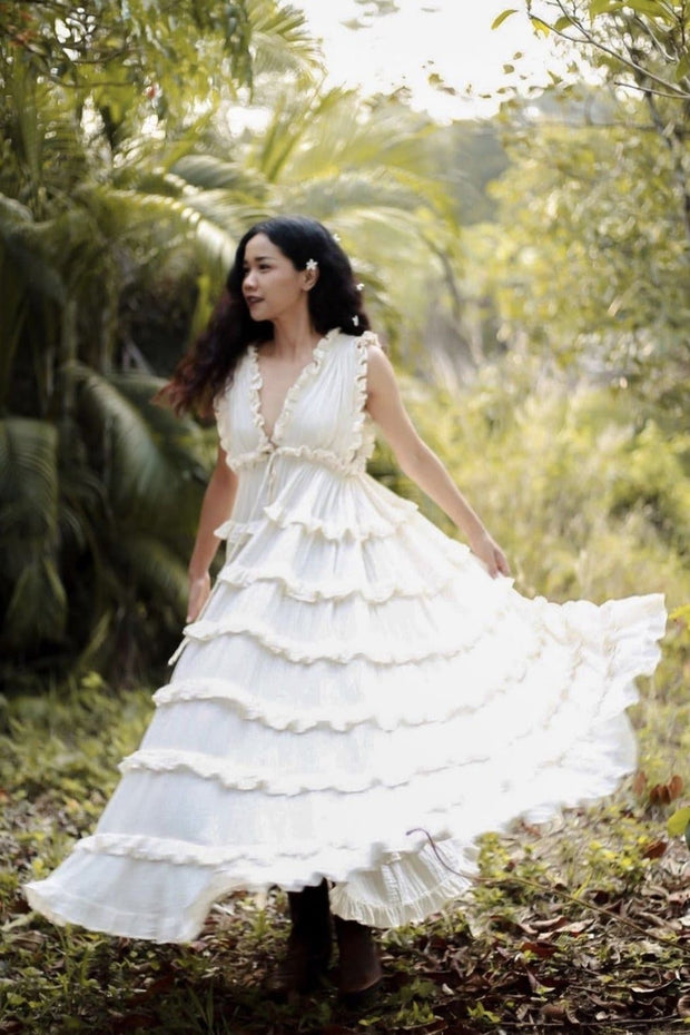cotton layered dress Marcella | Bleecker Dress - L | Off The Shoulder Dress