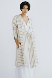 COTTON LINEN CARDIGAN KIMONO MAIKO - sustainably made MOMO NEW YORK sustainable clothing, Kimono slow fashion