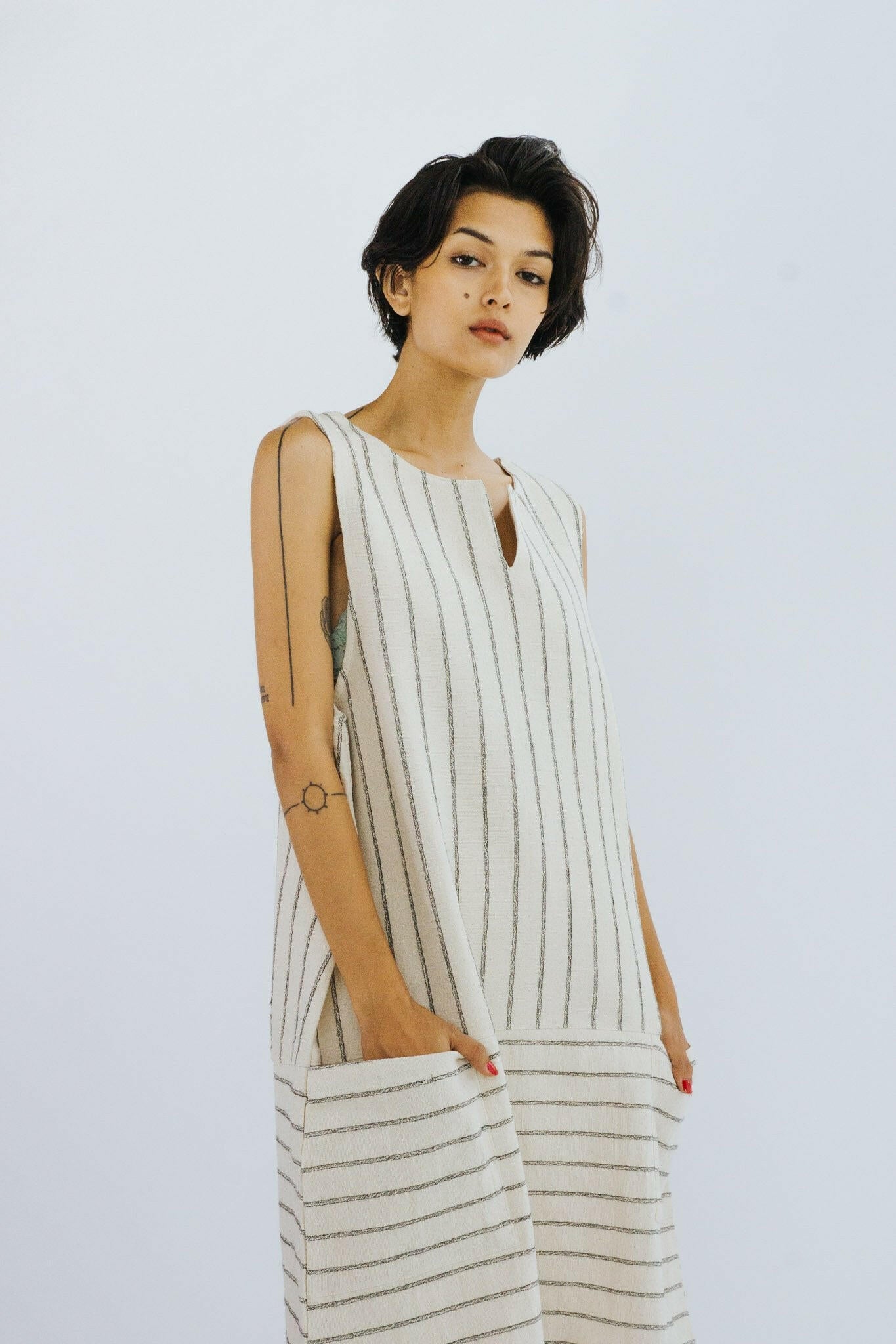 COTTON LINEN DRESS ABBY, hand made - MOMO NEW YORK