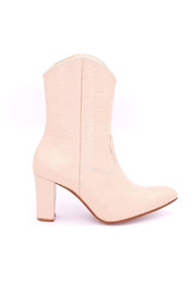 PINK CROC EMBOSSED BOOTS EBBA - sustainably made MOMO NEW YORK sustainable clothing, boots slow fashion