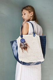 CROCHET ACE BAG - Silver/White - sustainably made MOMO NEW YORK sustainable clothing, crochet slow fashion