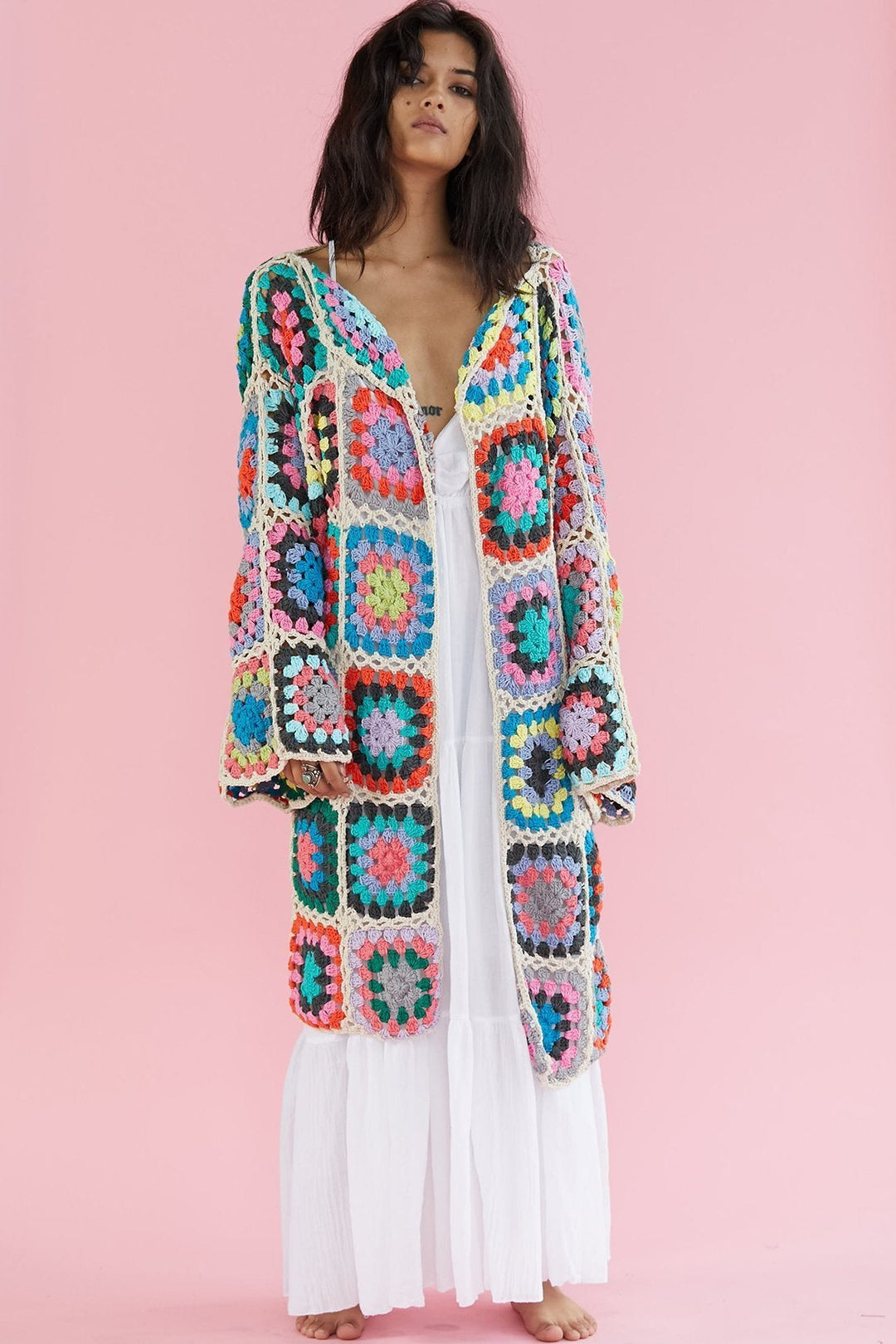 CROCHET CARDIGAN JACKET KOUMALY, hand made - MOMO NEW YORK - sust