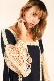 CROCHET KAFTAN HANNELI - sustainably made MOMO NEW YORK sustainable clothing, crochet slow fashion