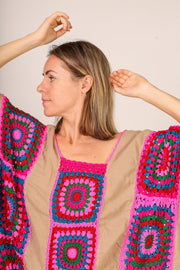 CROCHET KAFTAN ROJI - sustainably made MOMO NEW YORK sustainable clothing, crochet slow fashion