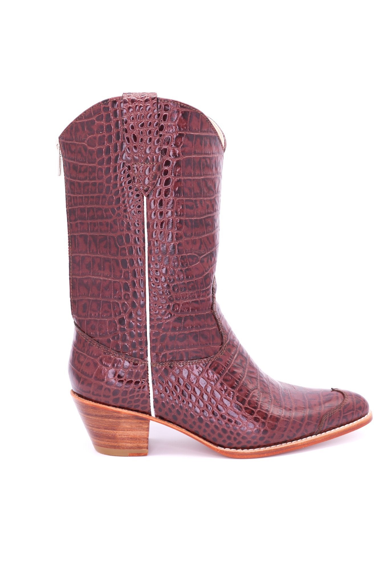CROCODILE EMBOSSED CLEAN COWBOY BOOTS MICHELLE, hand made MOMO
