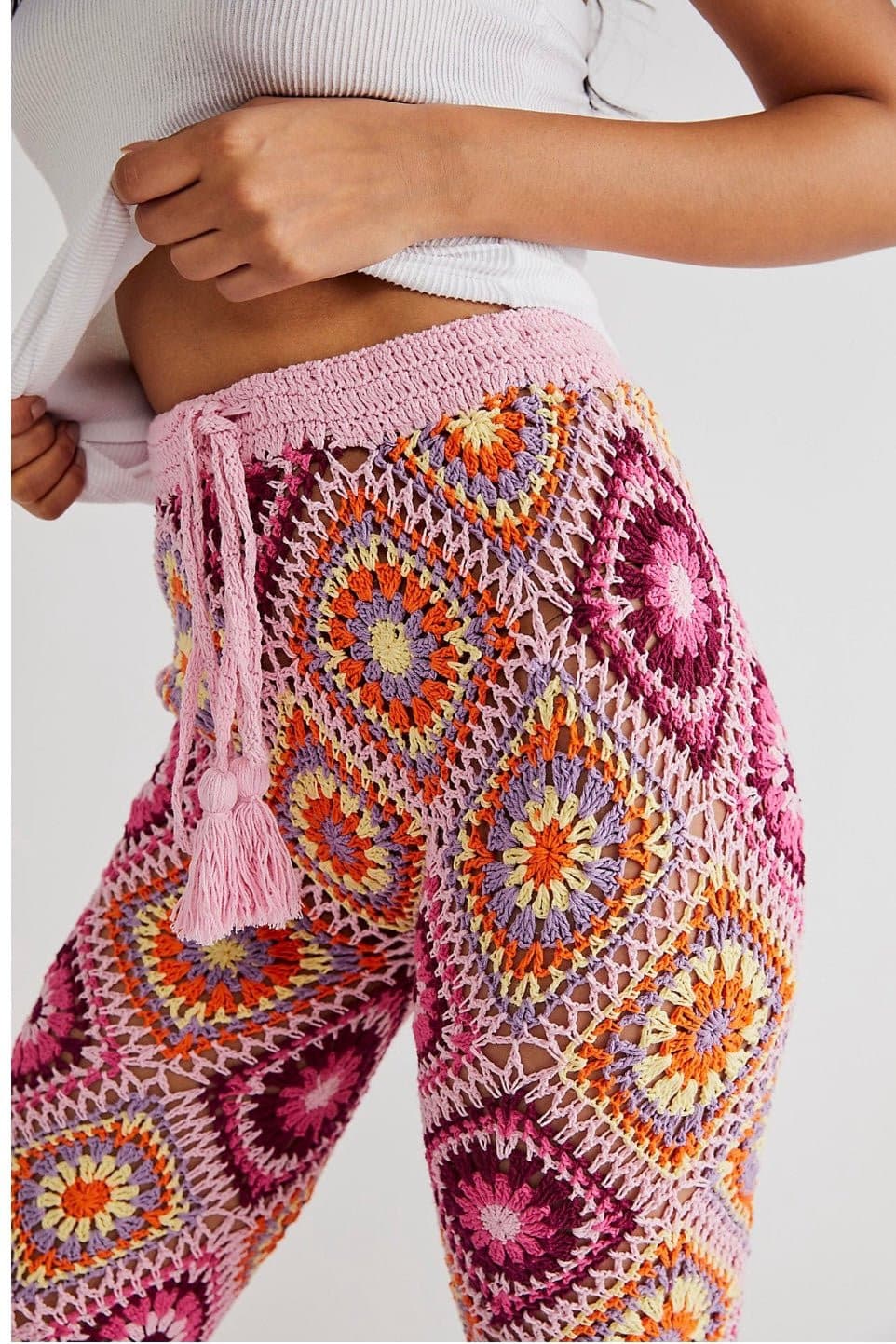 DIAMOND CROCHET FLARE PANTS X FREE PEOPLE, hand made - MOMO NEW Y