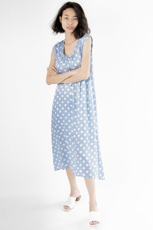 Dress Karen Modal Silk Polka Dot - sustainably made MOMO NEW YORK sustainable clothing, kaftan slow fashion