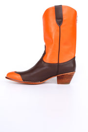 EASY RIDER ORANGE BROWN WESTERN BOOTS - sustainably made MOMO NEW YORK sustainable clothing, boots slow fashion