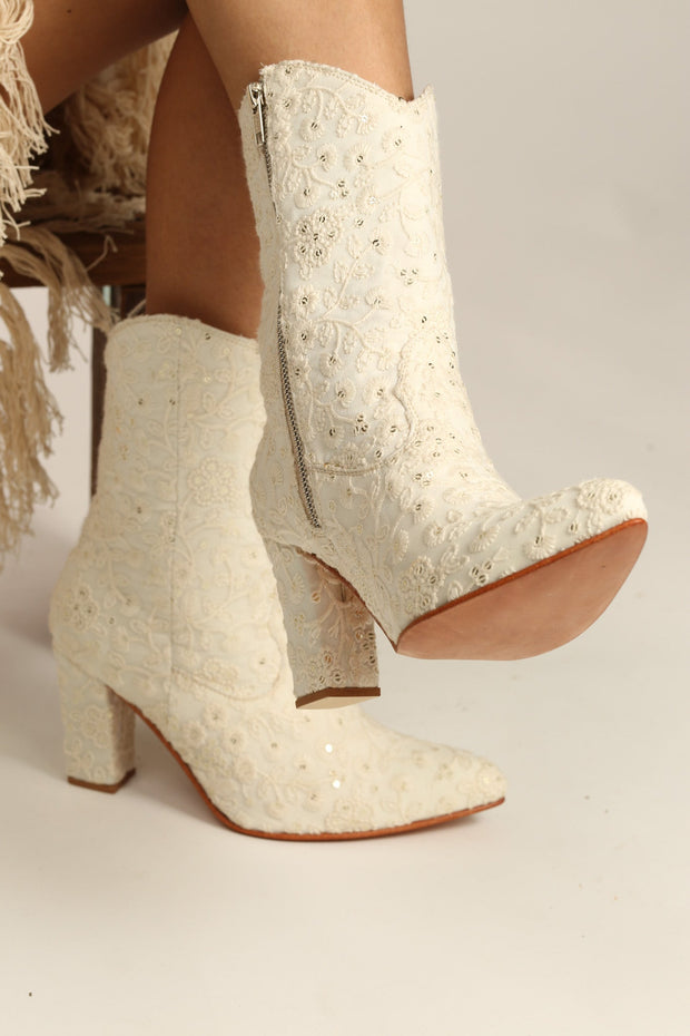 EMBROIDERED BOOTS ARABELLA - sustainably made MOMO NEW YORK sustainable clothing, boots slow fashion