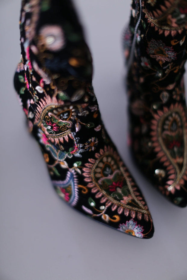 EMBROIDERED BOOTS LOUISE - sustainably made MOMO NEW YORK sustainable clothing, boots slow fashion