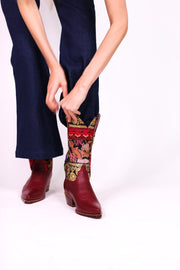 EMBROIDERED BOOTS MARLA (RED) - sustainably made MOMO NEW YORK sustainable clothing, boots slow fashion