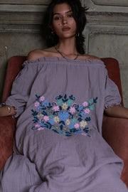 EMBROIDERED COTTON DRESS QUINCY - sustainably made MOMO NEW YORK sustainable clothing, kaftan slow fashion