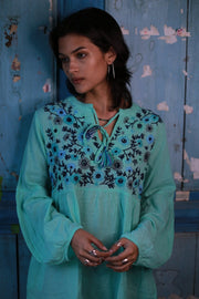 EMBROIDERED DRESS MALIKA - sustainably made MOMO NEW YORK sustainable clothing, kaftan slow fashion