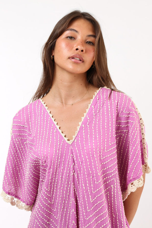 EMBROIDERED KAFTAN DRESS MALIA - sustainably made MOMO NEW YORK sustainable clothing, kaftan slow fashion