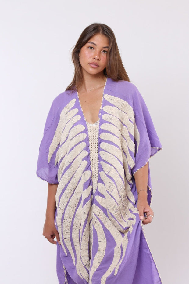 EMBROIDERED KAFTAN DRESS MARIE CLAIRE - sustainably made MOMO NEW YORK sustainable clothing, kaftan slow fashion