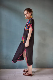 Embroidered Kaftan Dress Nova - sustainably made MOMO NEW YORK sustainable clothing, Boho Chic slow fashion