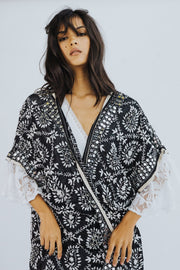 EMBROIDERED KAFTAN PILAR - sustainably made MOMO NEW YORK sustainable clothing, Kimono slow fashion