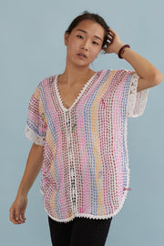 EMBROIDERED KAFTAN TOP SANDY - sustainably made MOMO NEW YORK sustainable clothing, slow fashion