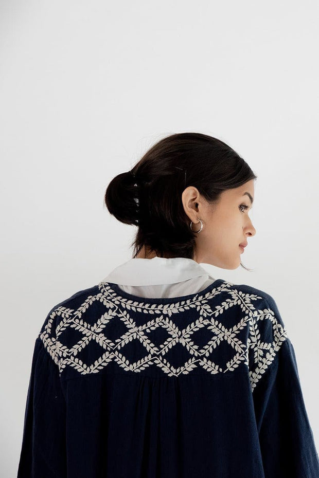 Embroidered Kimono Coat Miki - sustainably made MOMO NEW YORK sustainable clothing, embroidered dress slow fashion