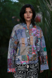 Embroidered Patchwork Bomber Jacket Serena - sustainably made MOMO NEW YORK sustainable clothing, offer slow fashion