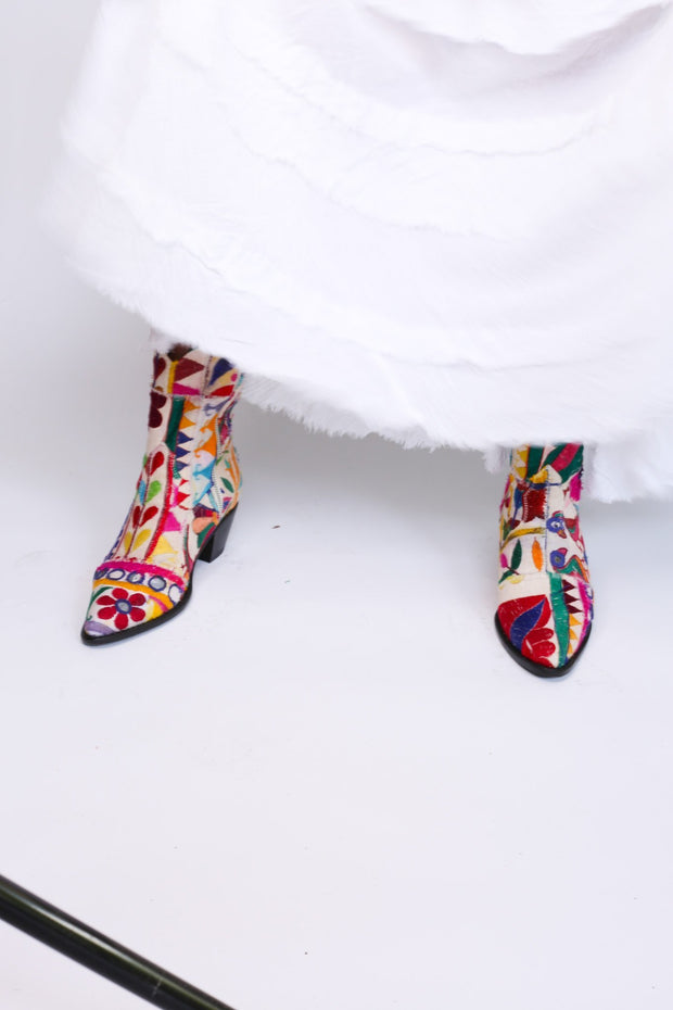 Embroidered Patchwork Cowboy Boots Ginalyn - sustainably made MOMO NEW YORK sustainable clothing, boots slow fashion
