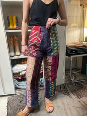 EMBROIDERED PATCHWORK PANTS LIRU - sustainably made MOMO NEW YORK sustainable clothing, pants slow fashion