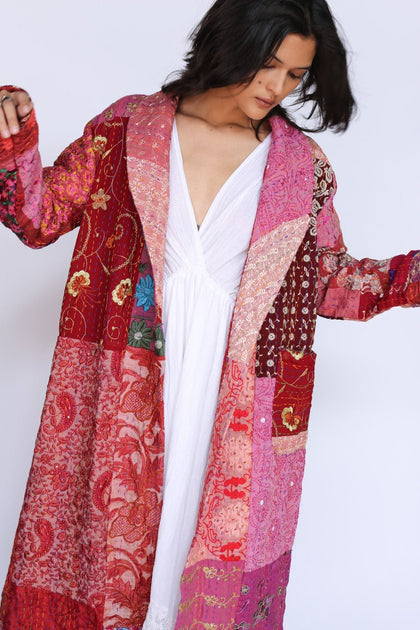 EMBROIDERED PATCHWORK ROBE JACKET SAMIRA, hand made - MOMO NEW YO...