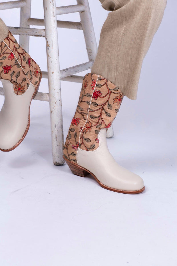 EMBROIDERED ROUND BOOTS PERRY - sustainably made MOMO NEW YORK sustainable clothing, boots slow fashion