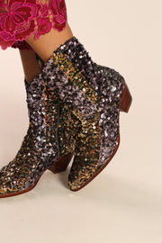EMBROIDERED SEQUIN BOOTS ASTERIA - sustainably made MOMO NEW YORK sustainable clothing, boots slow fashion