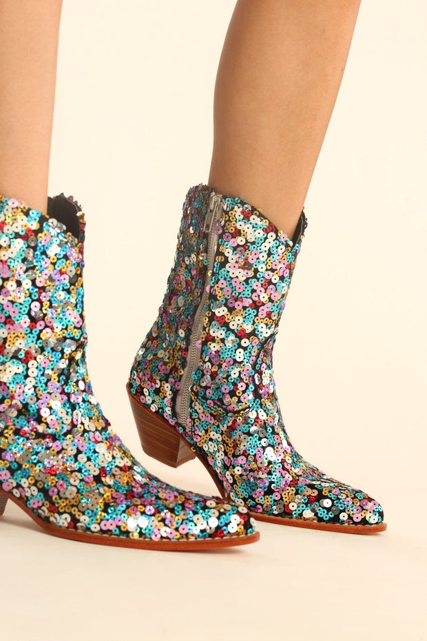 EMBROIDERED SEQUIN BOOTS NING - sustainably made MOMO NEW YORK sustainable clothing, boots slow fashion