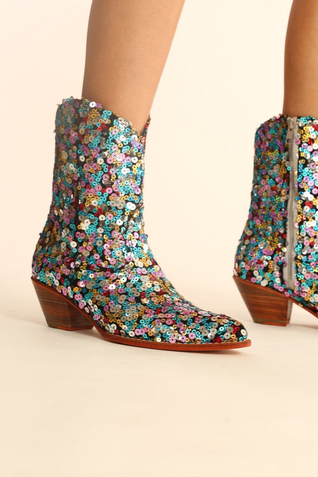 EMBROIDERED SEQUIN BOOTS NING - sustainably made MOMO NEW YORK sustainable clothing, boots slow fashion