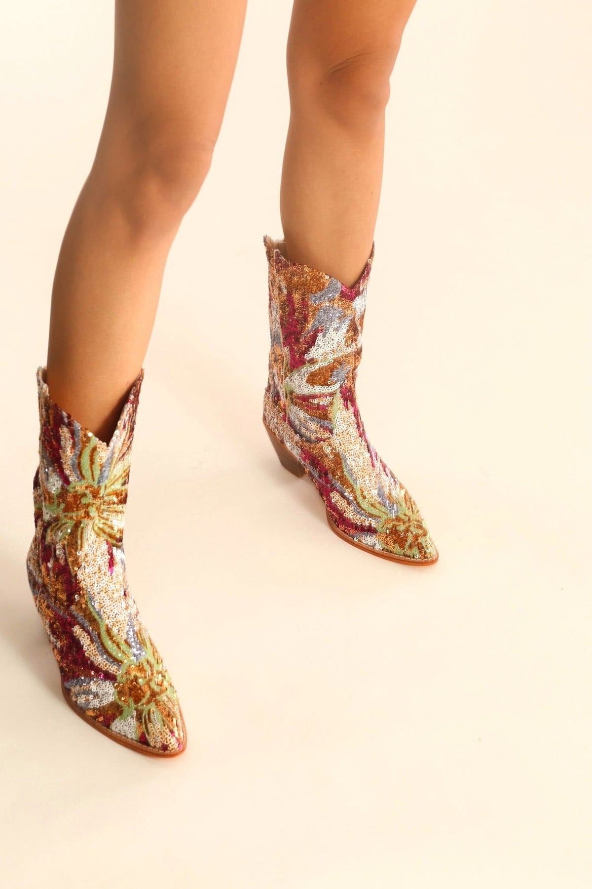 SEQUIN EMBROIDERED BOOTS NANCY main image 0
