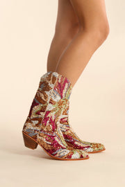 EMBROIDERED SEQUIN WESTERN BOOTS SINA - sustainably made MOMO NEW YORK sustainable clothing, boots slow fashion