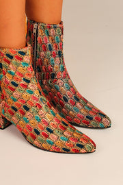 EMBROIDERED SILK BOOTS SHARON - sustainably made MOMO NEW YORK sustainable clothing, boots slow fashion