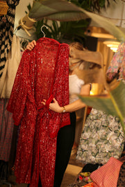 EMBROIDERED SILK KIMONO LISABU - sustainably made MOMO NEW YORK sustainable clothing, Kimono slow fashion