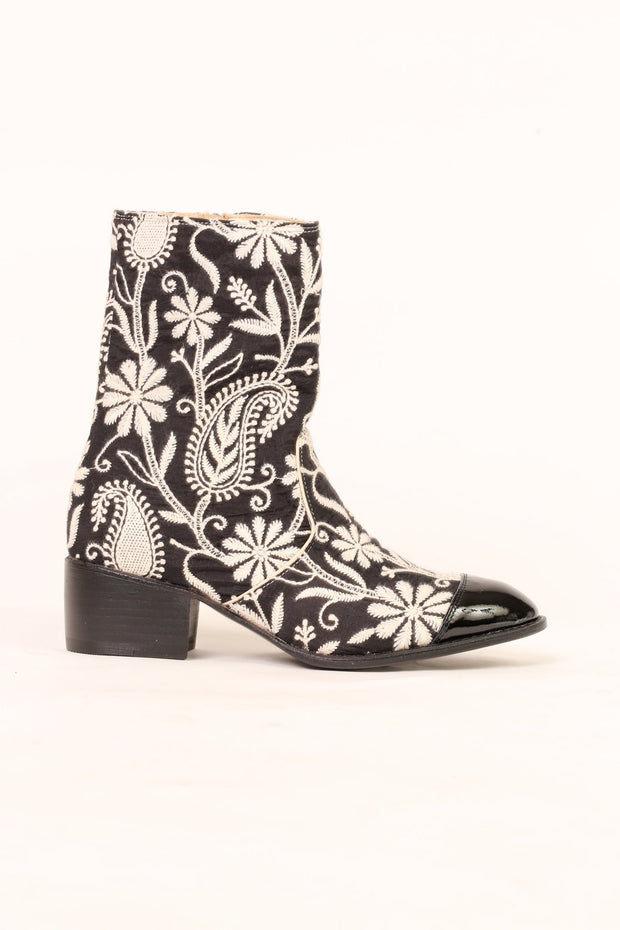 EMBROIDERED SILK PAISLEY BOOTS OWEN - sustainably made MOMO NEW YORK sustainable clothing, boots slow fashion