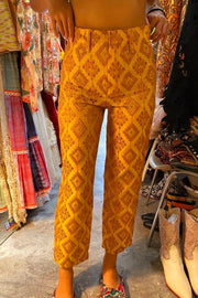 EMBROIDERED SILK PANTS QUIN - sustainably made MOMO NEW YORK sustainable clothing, pants slow fashion