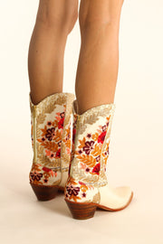 EMBROIDERED SILK WESTERN BOOTS ANILES - sustainably made MOMO NEW YORK sustainable clothing, boots slow fashion