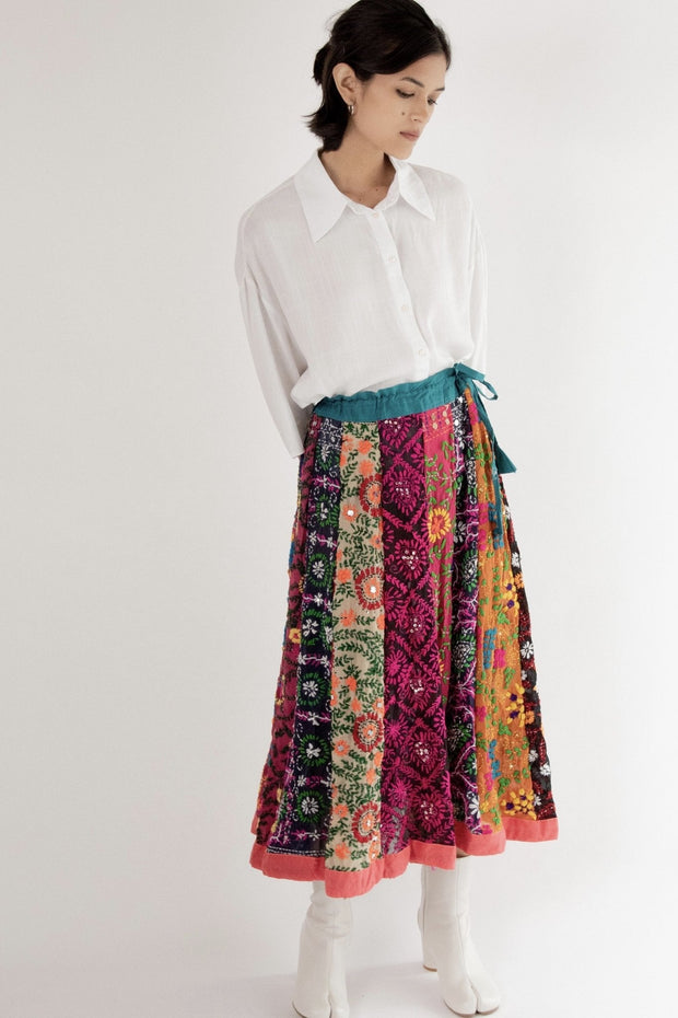 EMBROIDERED SKIRT LOUISE - sustainably made MOMO NEW YORK sustainable clothing, offer slow fashion