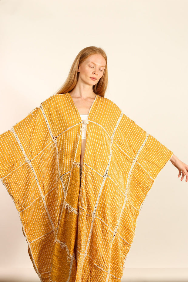 EMBROIDERED STITCH KIMONO LOLITA - sustainably made MOMO NEW YORK sustainable clothing, Kimono slow fashion