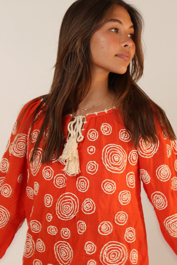 EMBROIDERED TOP AURELIE - sustainably made MOMO NEW YORK sustainable clothing, embroidered slow fashion